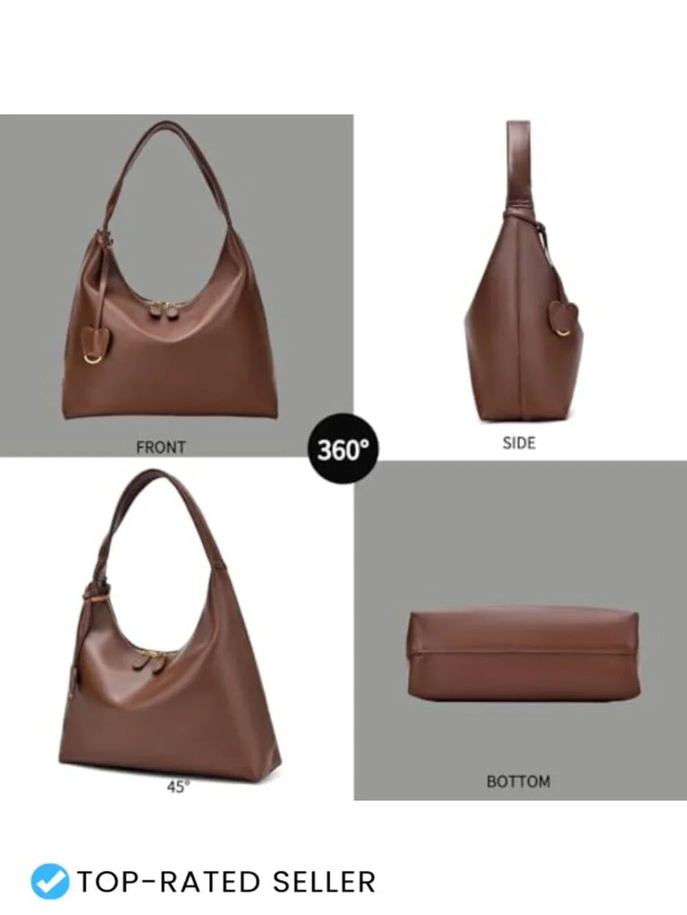 Women's Slouchy Hobo Purse Vegan Leather Shoulder Bag Tote Handbag
